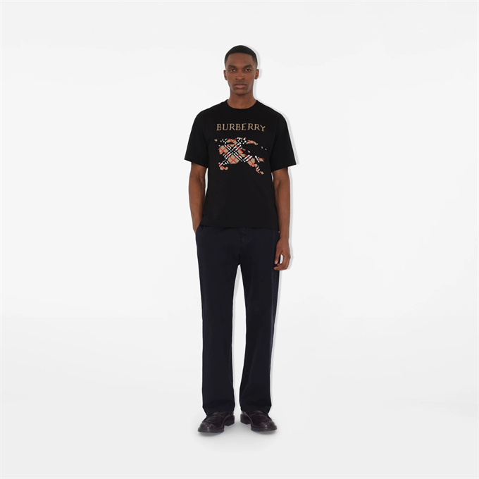 burberry cross-stitch check ekd embroidery cotton t-shirt